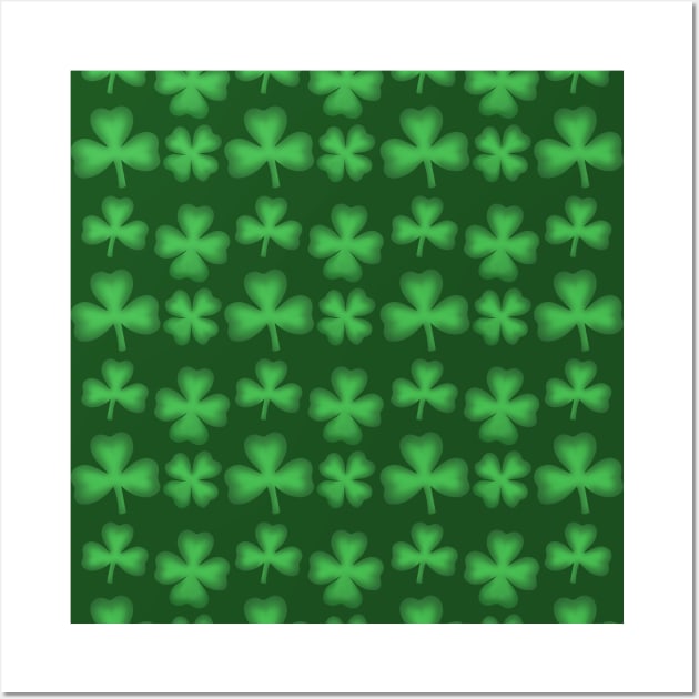 Green Clover Pattern Wall Art by Purrfect